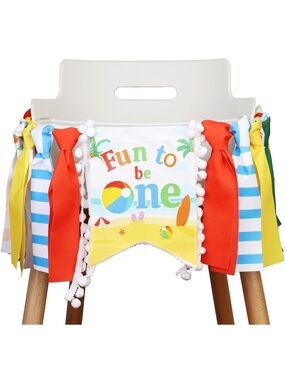 Fun to Be One High Chair Banner - Colorful Beach First Birthday Decor
